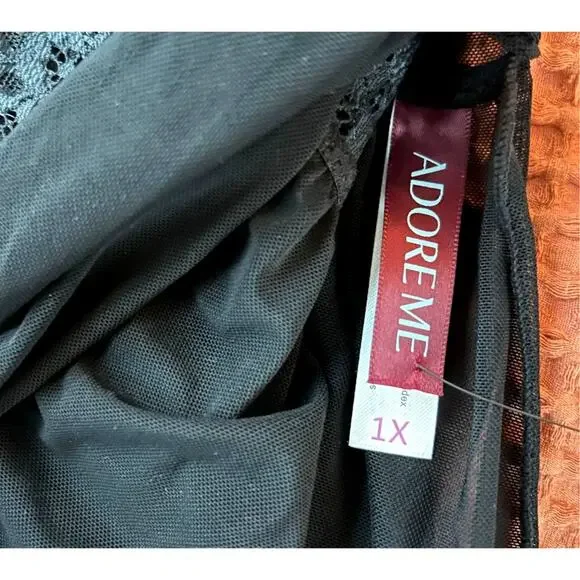 Adore Me | Rae Unlined Plus Babydoll Teddy in Black | NWT | Size 1X - Picture 7 of 8